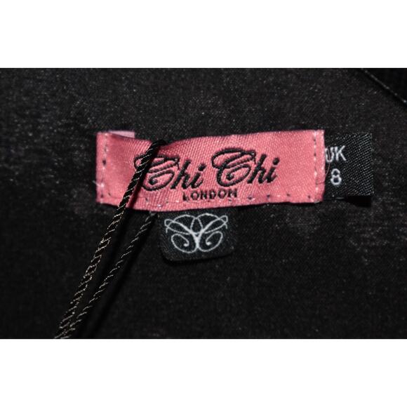 CHI CHI LONDON NEW $121 One-Shoulder Frill Detail Midi Dress in Black US Size 4 - Picture 5 of 5